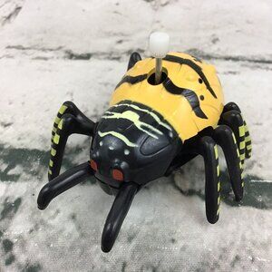 Vintage New Ray Wind Up Toy Spider Yellow Black Crawling Creepy Works